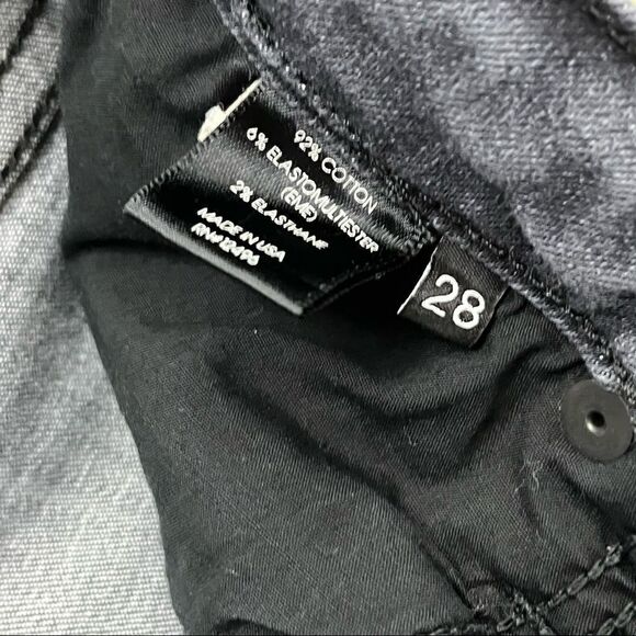 Parker Smith Faded Black High Rise Stretch Skinny Jeans Raw Hem 28 - Picture 6 of 7